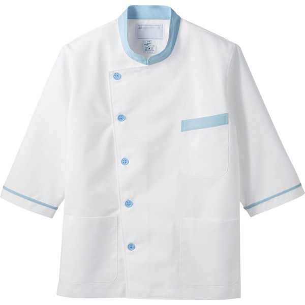 住商モンブラン MONTBLANC（モンブラン） 調理衣 兼用 7分袖 白/サックス S 6-817 1枚（直送品）