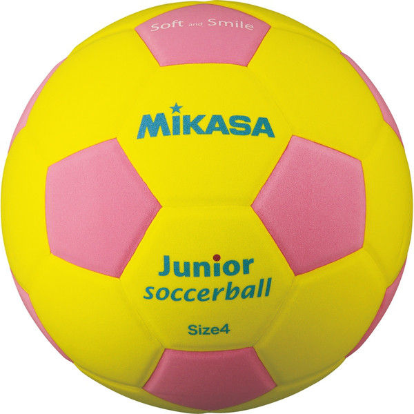 ミカサ】 スマイルサッカーボール4号（直径約21cm、重量約180g） EVA（ビート板などに用いられる素材） 黄/ピンク SF4J-YP 2個（直送品）