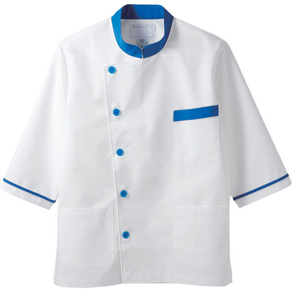 住商モンブラン MONTBLANC（モンブラン） 調理衣 兼用 7分袖 白/ブルー L 6-813 1枚（直送品）