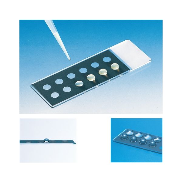 高撥水性印刷スライドグラス2穴φ15 23-5049-00 1箱（100枚） 松吉医科器械（直送品）