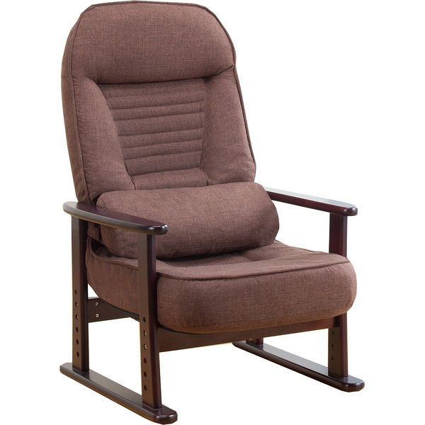 安心価格新品＠天然木低反発リクライニング 高座椅子 クッション付き/ブラウン 座椅子