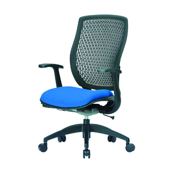 アイコ AICO 事務用回転イス(ハイバック肘付き) 座面ブルー 背面ブラック MA-1535(FG3)BU-BK 1脚 116-4845（直送品）