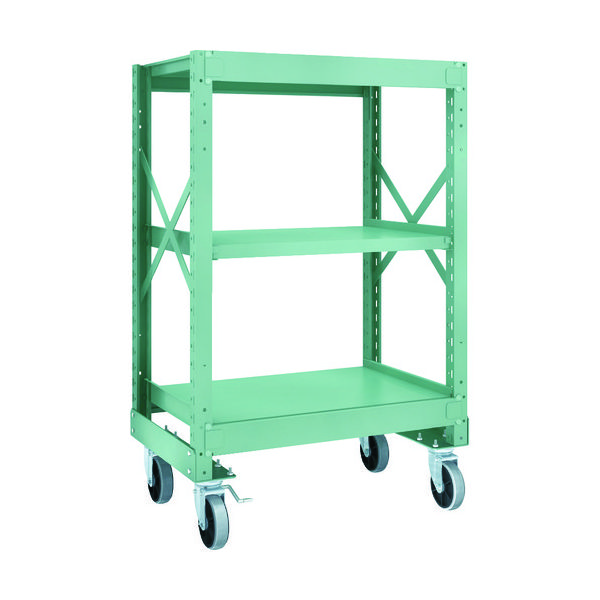 TRUSCO R3型ボルト式中量棚W900XD600XH1400 3段 Φ150 ウレタンキャスター付 R3-4363-U150（直送品）