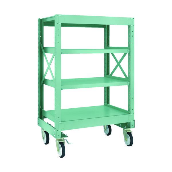 TRUSCO R3型ボルト式中量棚W900XD600XH1400 4段 Φ150 ゴムキャスター付 R3-4364-G150 1台(1個)（直送品）