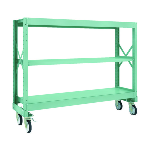 TRUSCO R3型ボルト式中量棚W1800XD500XH1400 3段 Φ150 ゴムキャスター付 R3-4653-G150 1台(1個)（直送品）