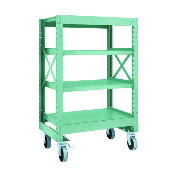 TRUSCO R3型ボルト式中量棚W900XD600XH1400 4段 Φ150 ウレタンキャスター付 R3-4364-U150（直送品）