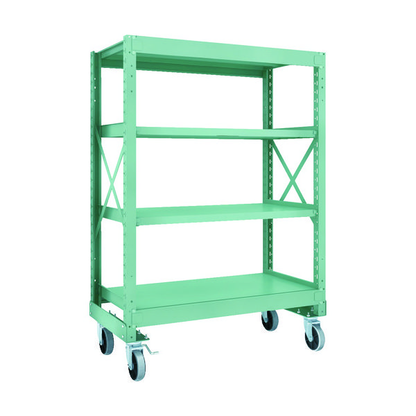 TRUSCO R3型ボルト式中量棚W1200XD600XH1700 4段 Φ150 ウレタンキャスター付 R3-5464-U150（直送品）