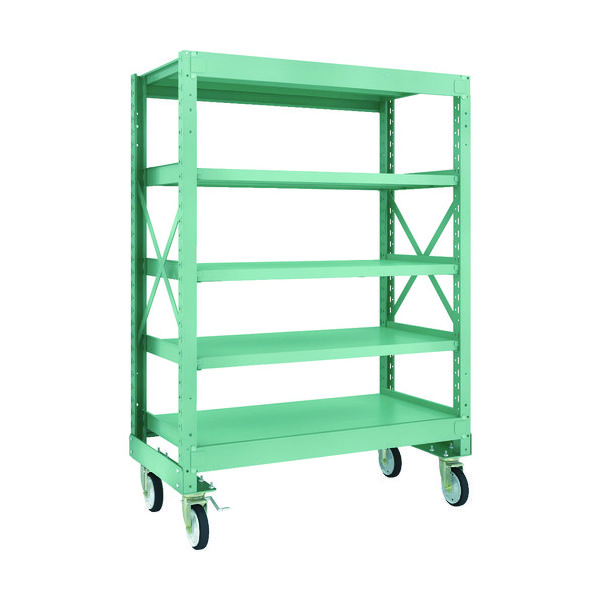 TRUSCO R3型ボルト式中量棚W1200XD600XH1700 5段 Φ150 ゴムキャスター付 R3-5465-G150 1台(1個)（直送品）