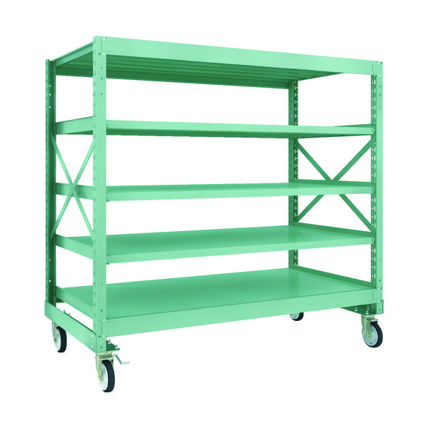 TRUSCO R3型ボルト式中量棚W1800XD900XH1700 5段 Φ150 ゴムキャスター付 R3-5695-G150 1台(1個)（直送品）