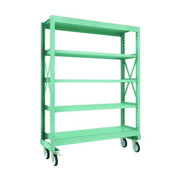 TRUSCO R3型ボルト式中量棚W1500XD500XH2000 5段 Φ150 ゴムキャスター付 R3-6555-G150 1台(1個)（直送品）