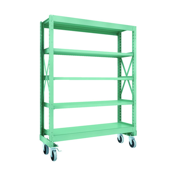 TRUSCO R3型ボルト式中量棚W1500XD500XH2000 5段 Φ150 ウレタンキャスター付 R3-6555-U150（直送品）