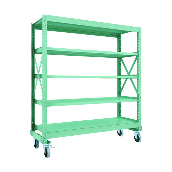 TRUSCO R3型ボルト式中量棚W1800XD600XH2000 5段 Φ150 ウレタンキャスター付 R3-6665-U150（直送品）