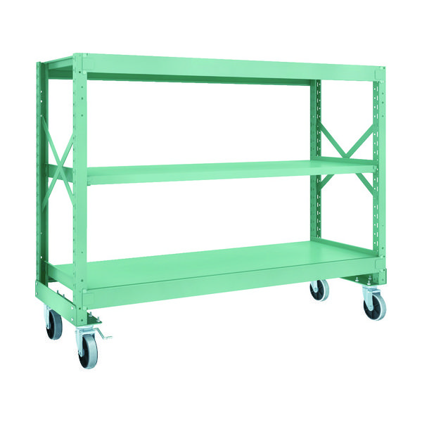 TRUSCO R3型ボルト式中量棚W1800XD600XH1400 3段 Φ150 ウレタンキャスター付 R3-4663-U150（直送品）
