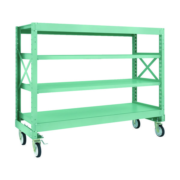 TRUSCO R3型ボルト式中量棚W1800XD600XH1400 4段 Φ150 ゴムキャスター付 R3-4664-G150 1台(1個)（直送品）