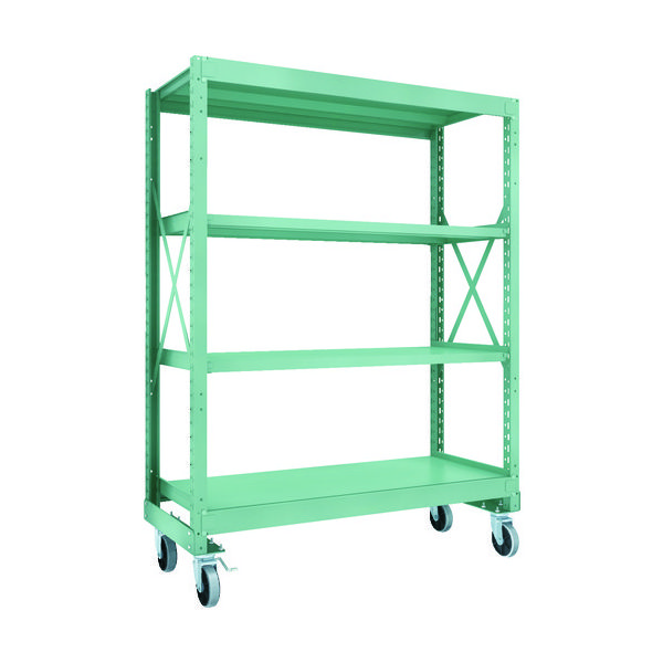 TRUSCO R3型ボルト式中量棚W1500XD600XH2000 4段 Φ150 ウレタンキャスター付 R3-6564-U150（直送品）