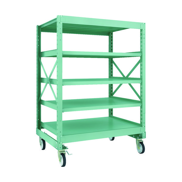 TRUSCO R3型ボルト式中量棚W1200XD900XH1700 5段 Φ150 ゴムキャスター付 R3-5495-G150 1台(1個)（直送品）