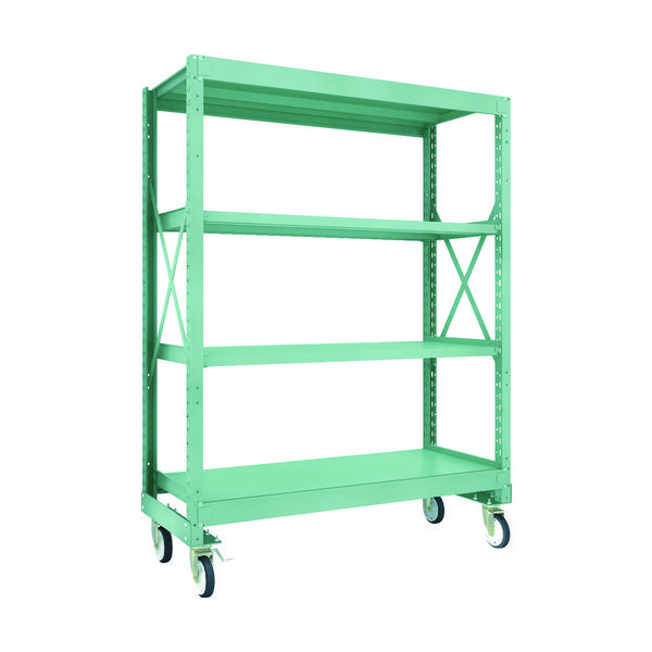TRUSCO R3型ボルト式中量棚W1500XD600XH2000 4段 Φ150 ゴムキャスター付 R3-6564-G150 1台(1個)（直送品）