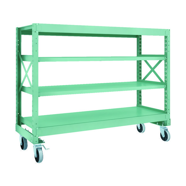 TRUSCO R3型ボルト式中量棚W1800XD600XH1400 4段 Φ150 ウレタンキャスター付 R3-4664-U150（直送品）