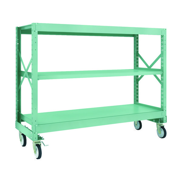 TRUSCO R3型ボルト式中量棚W1800XD600XH1400 3段 Φ150 ゴムキャスター付 R3-4663-G150 1台(1個)（直送品）