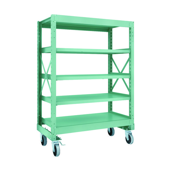 TRUSCO R3型ボルト式中量棚W1200XD600XH1700 5段 Φ150 ウレタンキャスター付 R3-5465-U150（直送品）