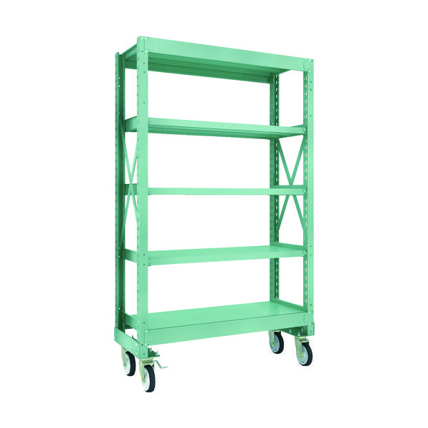 TRUSCO R3型ボルト式中量棚W1200XD500XH2000 5段 Φ150 ゴムキャスター付 R3-6455-G150 1台(1個)（直送品）
