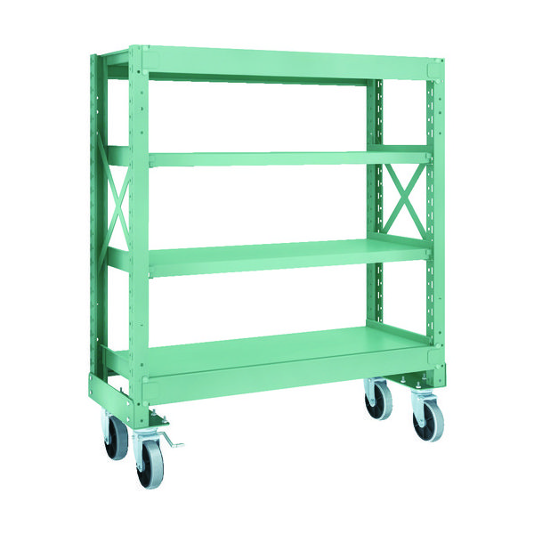 TRUSCO R3型ボルト式中量棚W1200XD500XH1400 4段 Φ150 ウレタンキャスター付 R3-4454-U150（直送品）