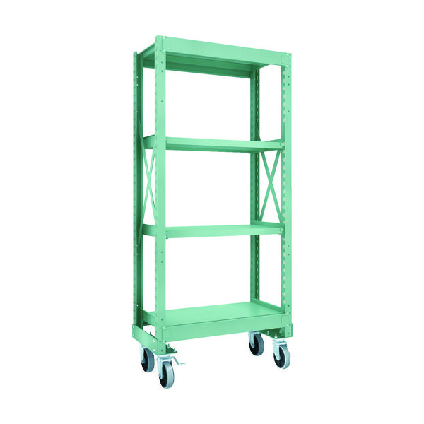 TRUSCO R3型ボルト式中量棚W900XD500XH2000 4段 Φ150 ウレタンキャスター付 R3-6354-U150（直送品）