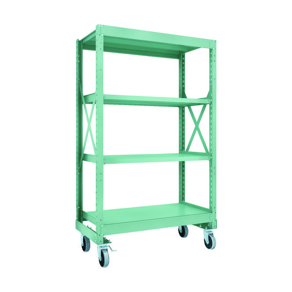 TRUSCO R3型ボルト式中量棚W1200XD600XH2000 4段 Φ150 ウレタンキャスター付 R3-6464-U150（直送品）