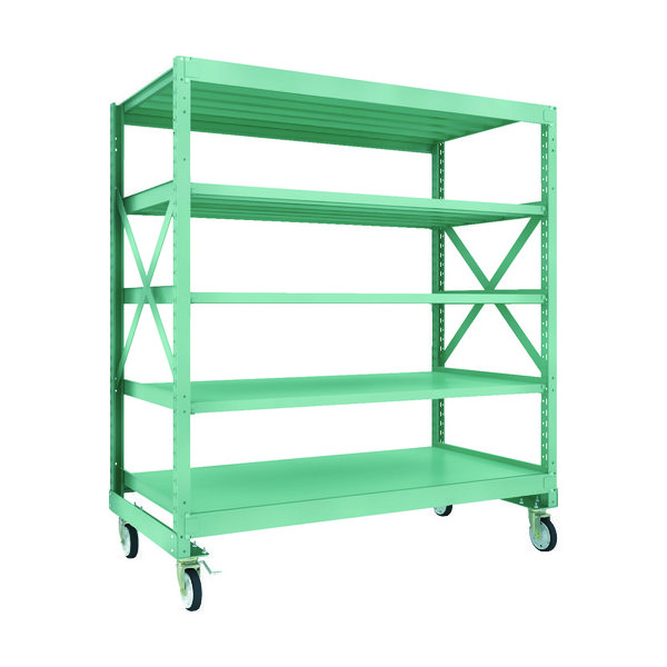 TRUSCO R3型ボルト式中量棚W1800XD900XH2000 5段 Φ150 ゴムキャスター付 R3-6695-G150 1台(1個)（直送品）