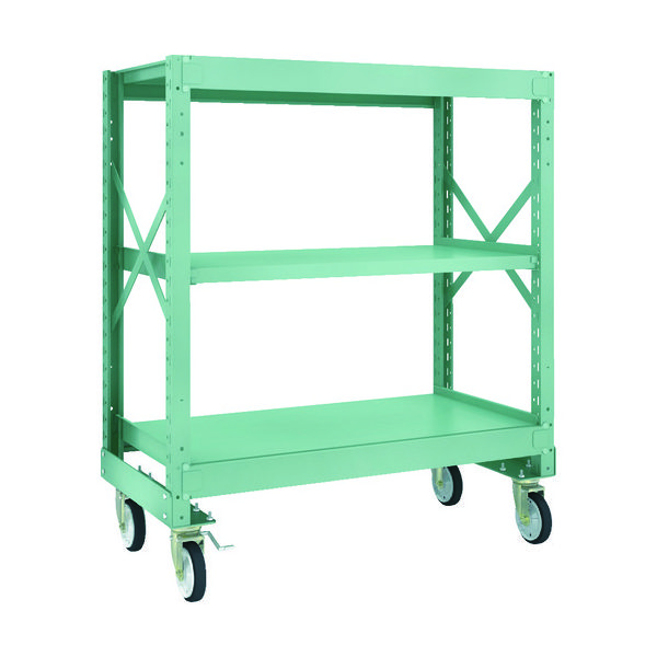 TRUSCO R3型ボルト式中量棚W1200XD600XH1400 3段 Φ150 ゴムキャスター付 R3-4463-G150 1台(1個)（直送品）