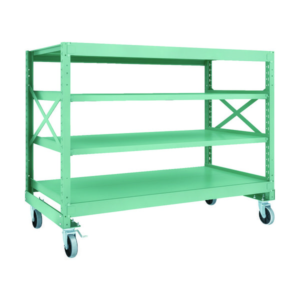 TRUSCO R3型ボルト式中量棚W1800XD900XH1400 4段 Φ150 ウレタンキャスター付 R3-4694-U150（直送品）