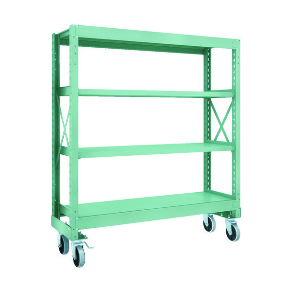 TRUSCO R3型ボルト式中量棚W1500XD500XH1700 4段 Φ150 ウレタンキャスター付 R3-5554-U150（直送品）