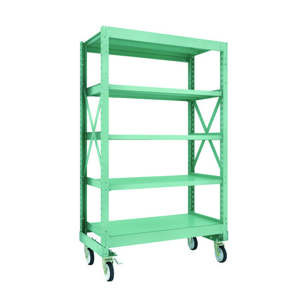 TRUSCO R3型ボルト式中量棚W1200XD600XH2000 5段 Φ150 ゴムキャスター付 R3-6465-G150 1台(1個)（直送品）