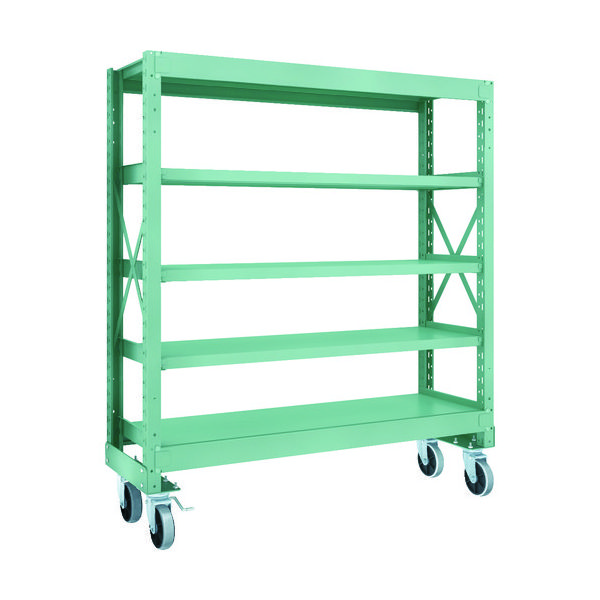 TRUSCO R3型ボルト式中量棚W1500XD500XH1700 5段 Φ150 ウレタンキャスター付 R3-5555-U150（直送品）