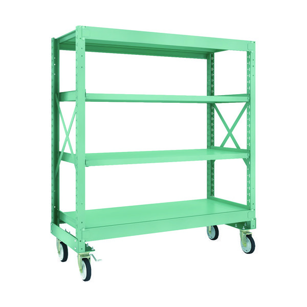 TRUSCO R3型ボルト式中量棚W1500XD600XH1700 4段 Φ150 ゴムキャスター付 R3-5564-G150 1台(1個)（直送品）