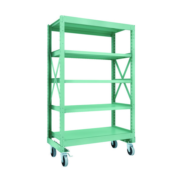TRUSCO R3型ボルト式中量棚W1200XD600XH2000 5段 Φ150 ウレタンキャスター付 R3-6465-U150（直送品）