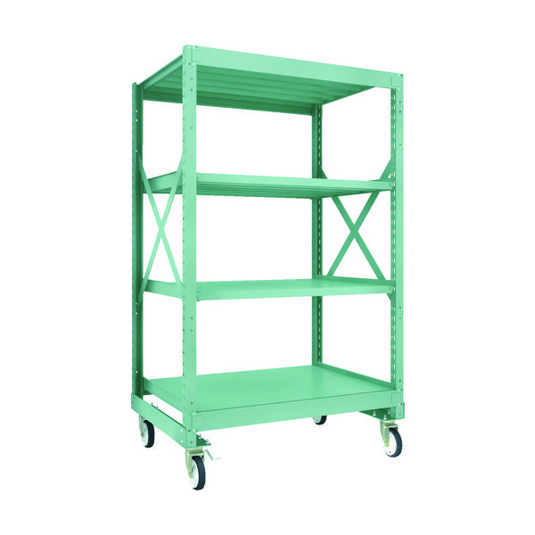TRUSCO R3型ボルト式中量棚W1200XD900XH2000 4段 Φ150 ゴムキャスター付 R3-6494-G150 1台(1個)（直送品）