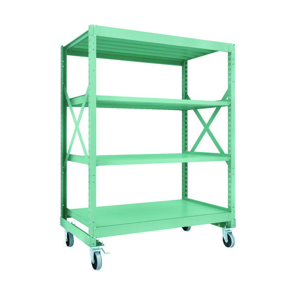 TRUSCO R3型ボルト式中量棚W1500XD900XH2000 4段 Φ150 ウレタンキャスター付 R3-6594-U150（直送品）