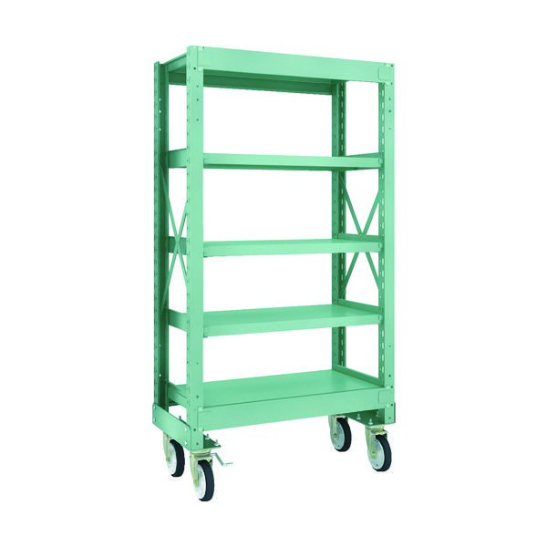TRUSCO R3型ボルト式中量棚W900XD500XH1700 5段 Φ150 ゴムキャスター付 R3-5355-G150 1台(1個)（直送品）