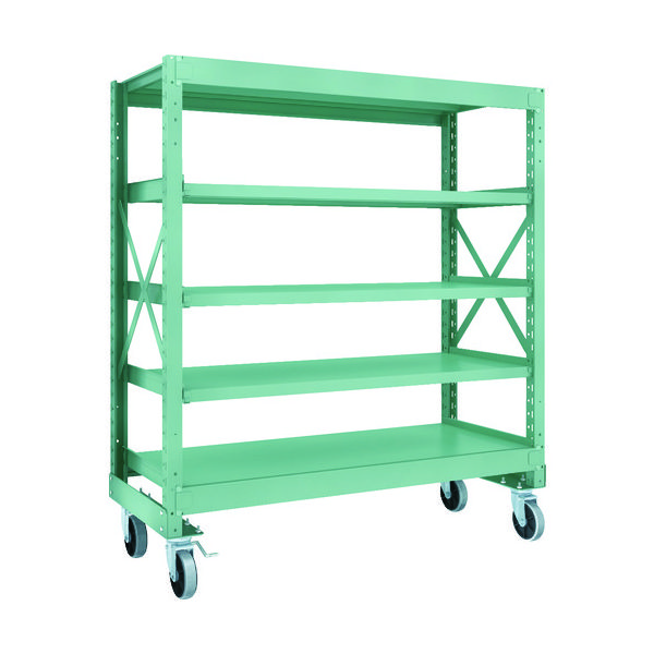 TRUSCO R3型ボルト式中量棚W1500XD600XH1700 5段 Φ150 ウレタンキャスター付 R3-5565-U150（直送品）