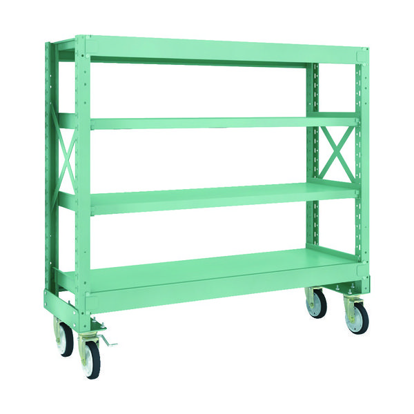 TRUSCO R3型ボルト式中量棚W1500XD500XH1400 4段 Φ150 ゴムキャスター付 R3-4554-G150 1台(1個)（直送品）