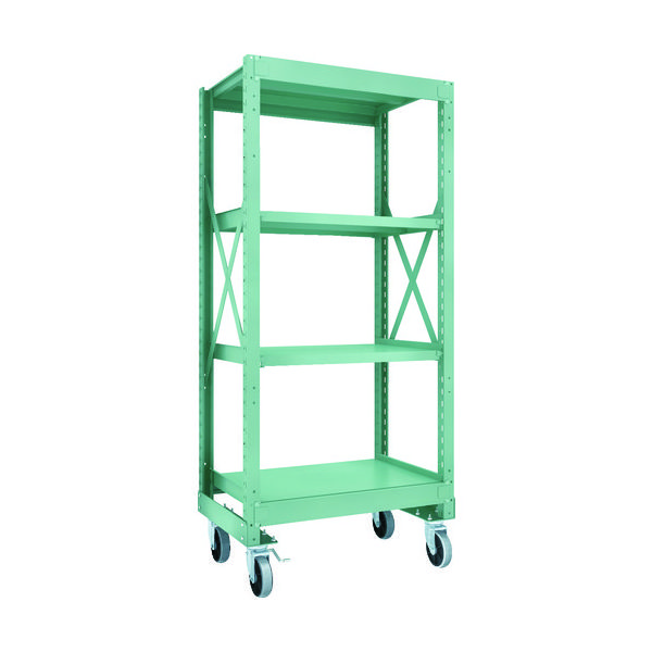 TRUSCO R3型ボルト式中量棚W900XD600XH2000 4段 Φ150 ウレタンキャスター付 R3-6364-U150（直送品）