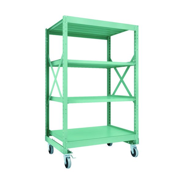 TRUSCO R3型ボルト式中量棚W1200XD900XH2000 4段 Φ150 ウレタンキャスター付 R3-6494-U150（直送品）