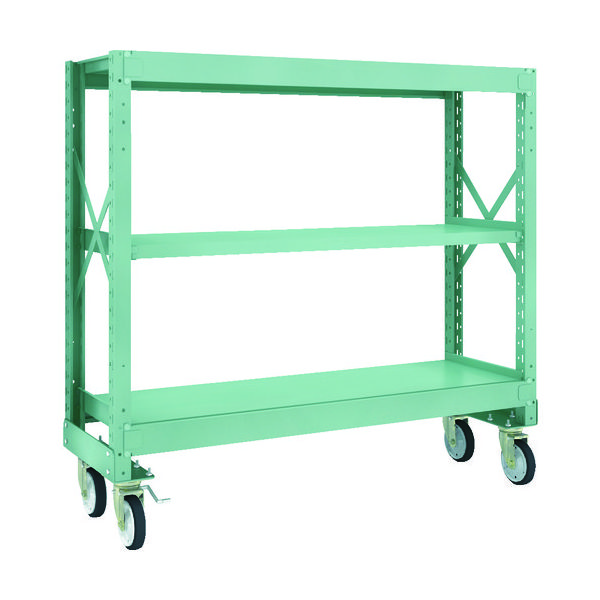 TRUSCO R3型ボルト式中量棚W1500XD500XH1400 3段 Φ150 ゴムキャスター付 R3-4553-G150 1台(1個)（直送品）