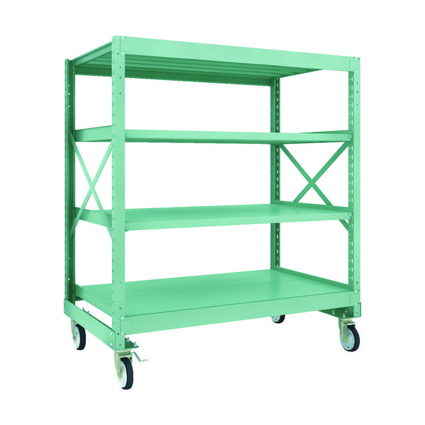 TRUSCO R3型ボルト式中量棚W1500XD900XH1700 4段 Φ150 ゴムキャスター付 R3-5594-G150 1台(1個)（直送品）