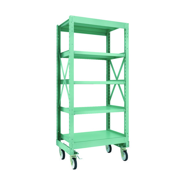TRUSCO R3型ボルト式中量棚W900XD600XH2000 5段 Φ150 ゴムキャスター付 R3-6365-G150 1台(1個)（直送品）