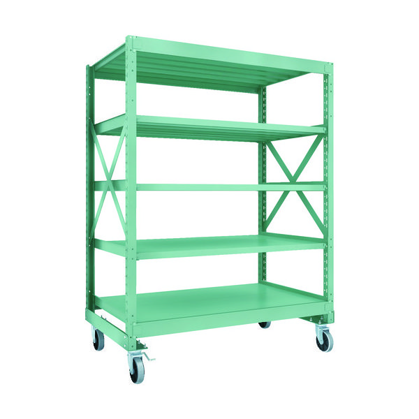 TRUSCO R3型ボルト式中量棚W1500XD900XH2000 5段 Φ150 ウレタンキャスター付 R3-6595-U150（直送品）