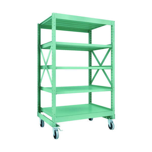 TRUSCO R3型ボルト式中量棚W1200XD900XH2000 5段 Φ150 ウレタンキャスター付 R3-6495-U150（直送品）