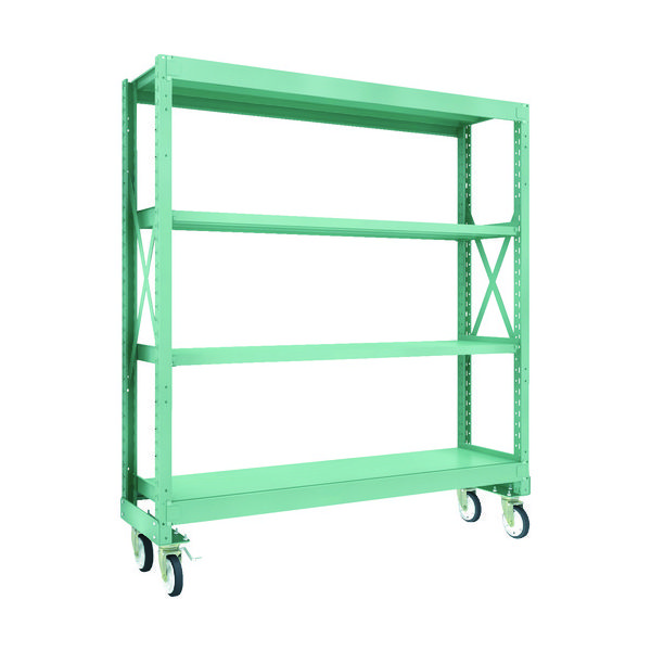 TRUSCO R3型ボルト式中量棚W1800XD500XH2000 4段 Φ150 ゴムキャスター付 R3-6654-G150 1台(1個)（直送品）
