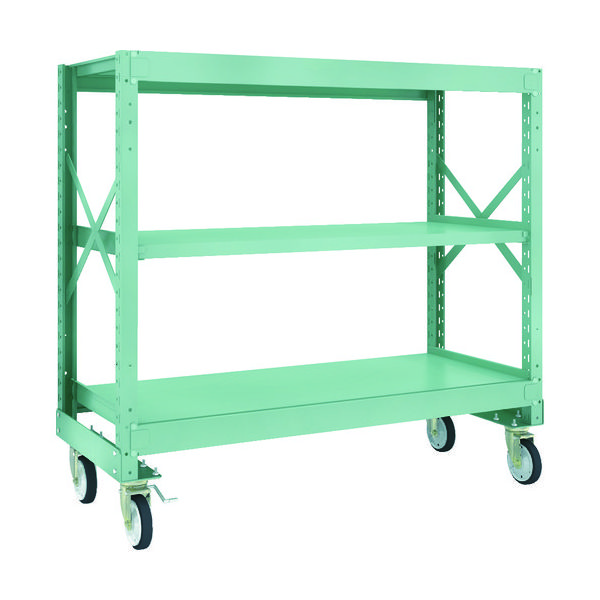 TRUSCO R3型ボルト式中量棚W1500XD600XH1400 3段 Φ150 ゴムキャスター付 R3-4563-G150 1台(1個)（直送品）